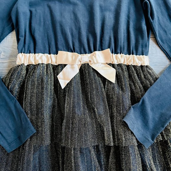 Hanna Andersson Black & Gold Glitter Tulle Skirt Dress (size 14-16) - Picture 3 of 6